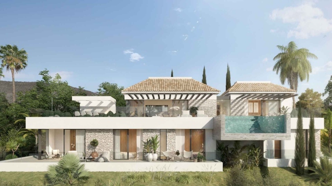 Villa hors plan dans l'urbanisation Santa María Golf avec vue panoramique sur la mer à vendre